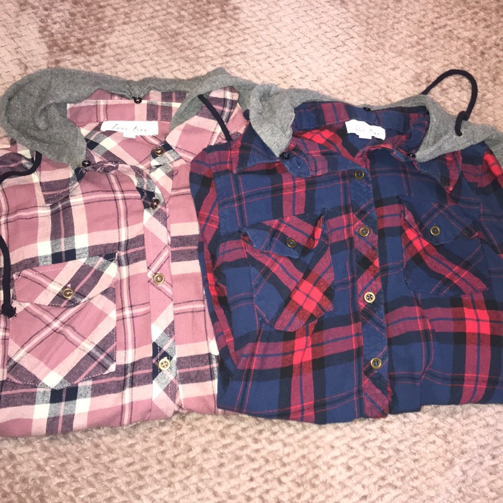 Set of 2 Hoodie Flannels
